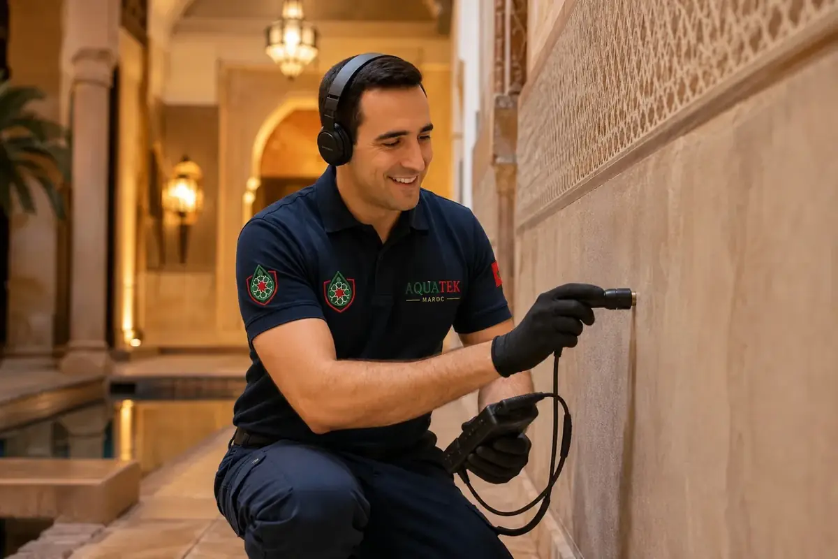 Technicien AQUATEK en recherche de fuite à Agadir